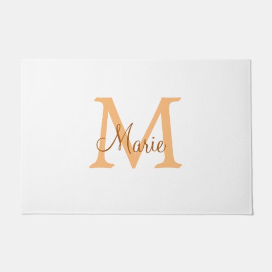 einfaches minimal add name monogramm orange braun fußmatte (Vorderseite)