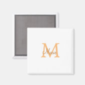 einfaches minimal add name monogramm orange braun magnet (Vorderseite/Rückseite)