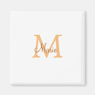 einfaches minimal add name monogramm orange braun magnet