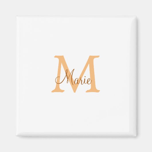 einfaches minimal add name monogramm orange braun magnet (Vorne)