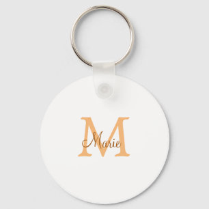 einfaches minimal add name monogramm orange braun schlüsselanhänger