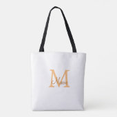 einfaches minimal add name monogramm orange braun tasche (Rückseite)