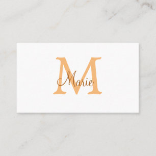 einfaches minimal add name monogramm orange braun visitenkarte