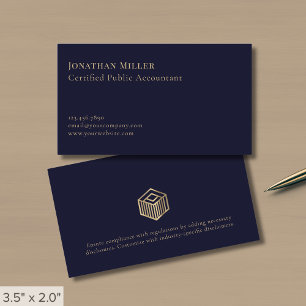 Einfaches Minimal-Blue-Gold-Logo Visitenkarte