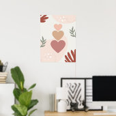 Einfaches Minimal-Boho Kunstleaf Herz-Pflanze-Desi Poster (Heimbüro)