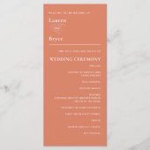 Einfaches Minimal Bold Orange Citrus Wedding Progr (Vorderseite)