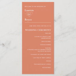 Einfaches Minimal Bold Orange Citrus Wedding Progr