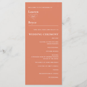 Einfaches Minimal Bold Orange Citrus Wedding Progr