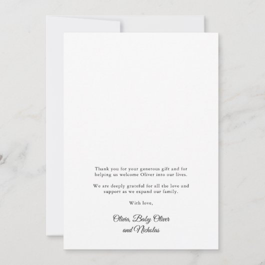 Einfaches Minimal Bold Typografy Neugeborenes Foto Dankeskarte (Rückseite)