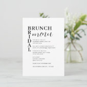 Einfaches Minimal Bridal Brunch Menü Menükarte (Stehend Vorderseite)