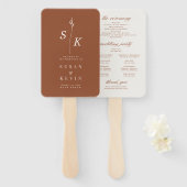 Einfaches Minimal Chic Leaf Monogram Wedding Progr Fächer (Vorne und Hinten)