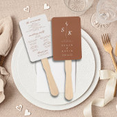 Einfaches Minimal Chic Leaf Monogram Wedding Progr Fächer