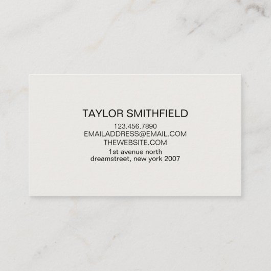 Einfaches Minimal Designer Modern Visitenkarte (Rückseite)