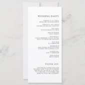 Einfaches Minimal Elegantes White Wedding Programm (Rückseite)