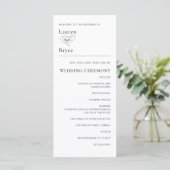 Einfaches Minimal Elegantes White Wedding Programm (Stehend Vorderseite)