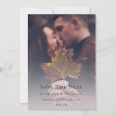 Einfaches Minimal Fall Leaf Cream Wedding Foto Save The Date (Vorderseite)