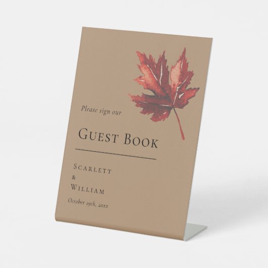 Einfaches Minimal Fall Terracotta Wedding Gästebuc Sockelschild (Vorderseite)