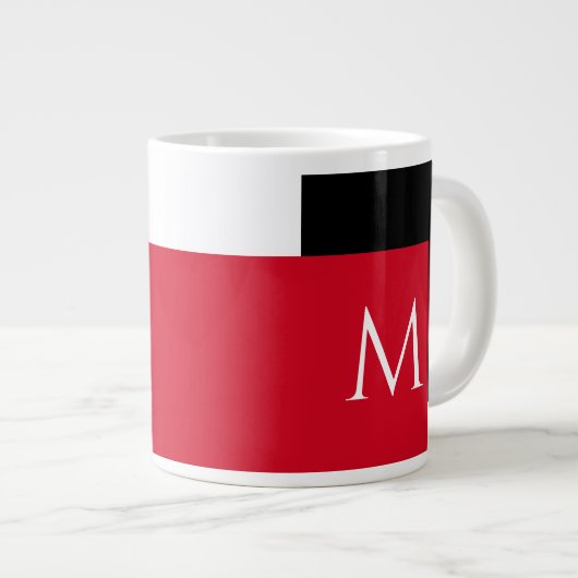 Einfaches Minimal-Farbblock mit Monogram-Initial Jumbo-Tasse (Vorderseite Rechts)