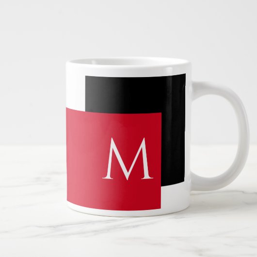 Einfaches Minimal-Farbblock mit Monogram-Initial Jumbo-Tasse (Rechts)