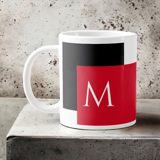 Einfaches Minimal-Farbblock mit Monogram-Initial Jumbo-Tasse