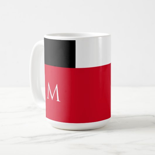 Einfaches Minimal-Farbblock mit Monogram-Initial Kaffeetasse (Vorderseite Links)
