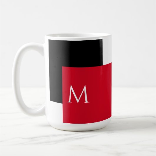 Einfaches Minimal-Farbblock mit Monogram-Initial Kaffeetasse (Links)