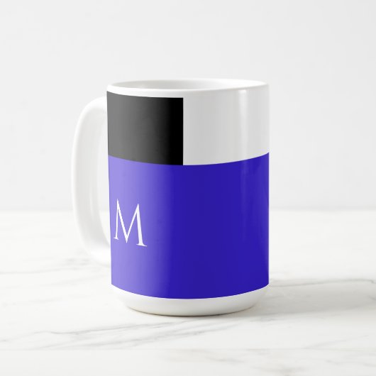 Einfaches Minimal-Farbblock mit Monogram-Initial Kaffeetasse (Vorderseite Links)