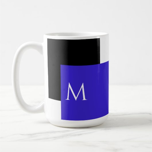 Einfaches Minimal-Farbblock mit Monogram-Initial Kaffeetasse (Links)