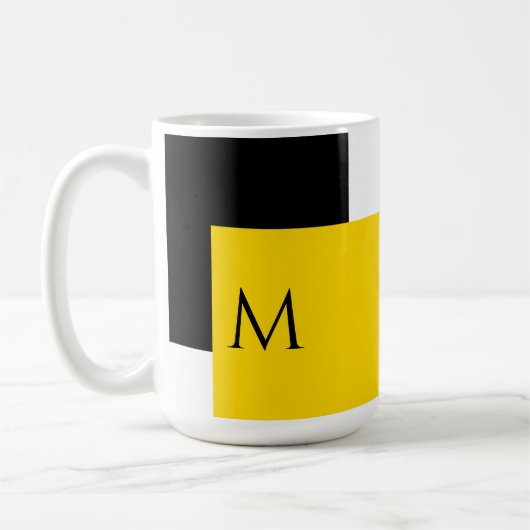 Einfaches Minimal-Farbblock mit Monogram-Initial Kaffeetasse (Links)