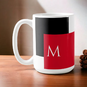 Einfaches Minimal-Farbblock mit Monogram-Initial Kaffeetasse