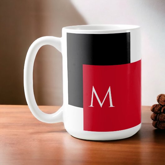 Einfaches Minimal-Farbblock mit Monogram-Initial Kaffeetasse