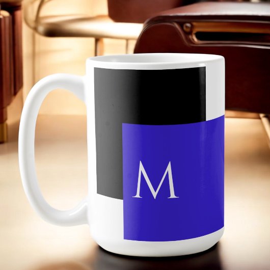 Einfaches Minimal-Farbblock mit Monogram-Initial Kaffeetasse