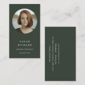 Einfaches Minimal Forest Green Berufliches Foto Visitenkarte (Vorne/Hinten)