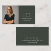 Einfaches Minimal Forest Green Berufliches Foto Visitenkarte (Vorne/Hinten)