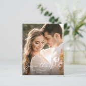 Einfaches Minimal-Foto-Hochzeit speichern Sie das (Stehend Vorderseite)