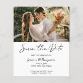 Einfaches Minimal-Foto-Hochzeit speichern Sie das (Rückseite)