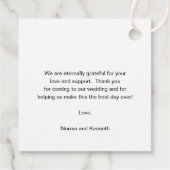 Einfaches Minimal-Foto Moderne Hochzeit Geschenkanhänger (Rückseite)