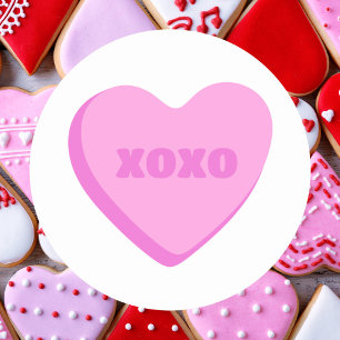 Einfaches Minimal Glückliches Valentinstag Rosa He Runder Aufkleber