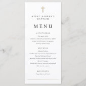 Einfaches Minimal Gold Cross Taufen Menü Programm (Vorderseite)