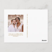 Einfaches Minimal Gold Foto Hochzeit Sichern Sie d Postkarte (Rückseite)