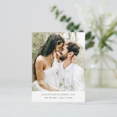 Einfaches Minimal-Grosses Foto-Hochzeit speichern Postkarte (Stehend Vorderseite)