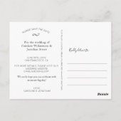 Einfaches Minimal-Grosses Foto-Hochzeit speichern Postkarte (Rückseite)