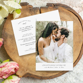 Einfaches Minimal-Grosses Foto-Hochzeit speichern Postkarte