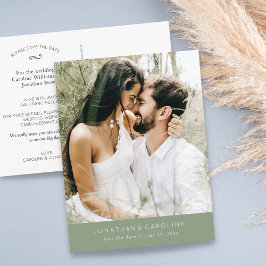 Einfaches Minimal-Grosses Foto-Hochzeit speichern Postkarte