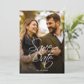 Einfaches Minimal-Grosses Foto-Hochzeit speichern Save The Date (Stehend Vorderseite)