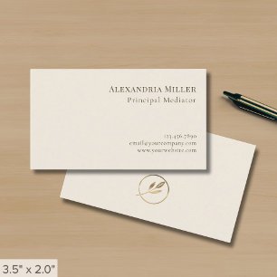 Einfaches Minimal-Ivory-Gold-Leaf-Logo Visitenkarte