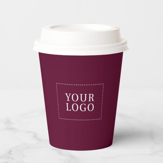 Einfaches Minimal-Logo für Burgundy Red Business Pappbecher (Vorderseite)
