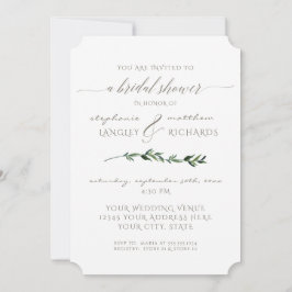 Einfaches Minimal Modernes Leaf Grünes Brautparty Einladung