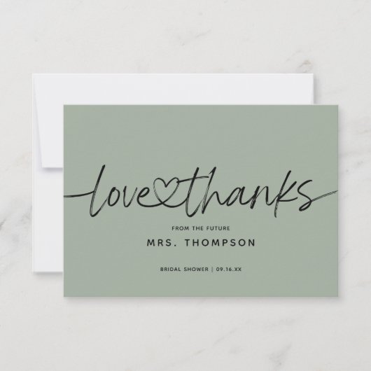 Einfaches Minimal Modernes Script-Brautparty Dankeskarte (Vorderseite)