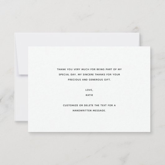 Einfaches Minimal Modernes Script-Brautparty Dankeskarte (Rückseite)